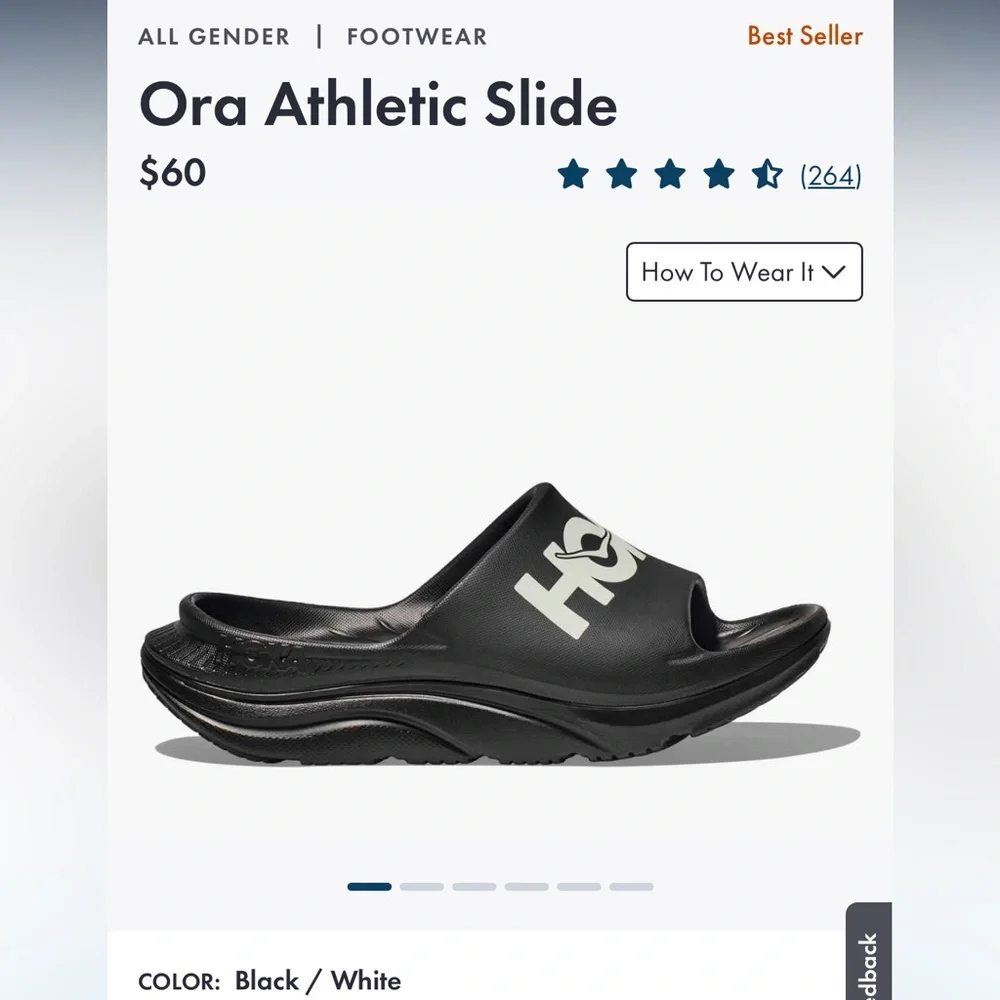 Hoka Ora Slide in Black with White Logo - Picture 6 of 14